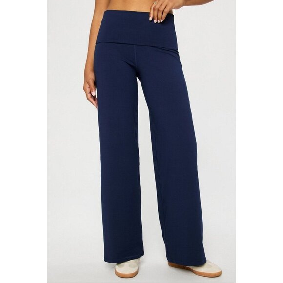 Fabletics Pants - Women's - Fabletics Navy Blue PureLuxe Foldover Pants, Size Large